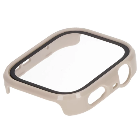 Etui ze szkłem do zegarka Bizon Case Watch Adamo do Huawei Watch Fit 4 Pro, beżowe