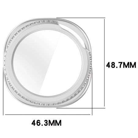 Etui ze szkłem do zegarka Bizon Case+Glass Watch do Samsung Galaxy Watch 8 Classic 46 mm, satynowo srebrne