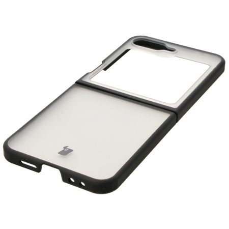 Etui Bizon Case Angelo do Galaxy Z Flip6, przydymione z czarną ramką
