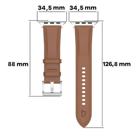 Skórzany pasek Bizon Strap Watch Casual do Apple Watch 44/45/46/49 mm, jasnobrązowy