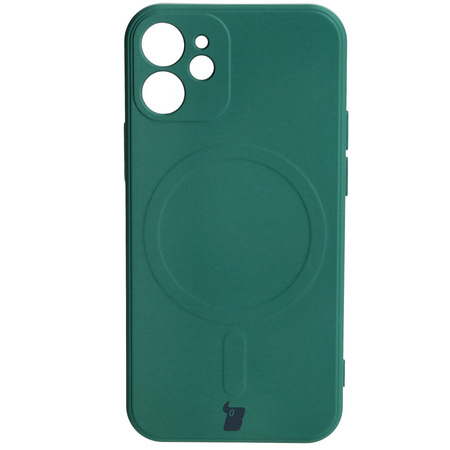 Etui Bizon Case Silicone Magnetic Sq do iPhone 12 Mini, ciemnozielone