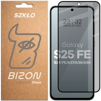 Prywatyzujące szkło hartowane Bizon Glass Edge Shadow do Galaxy S25 FE/S24 FE/A37 5G/A36 5G/A56 5G, przyciemniane z czarną ramką