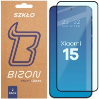 Szkło hartowane Bizon Glass Edge Duo do Xiaomi 15, czarna ramka, 2 sztuki