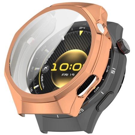 Etui z osłoną ekranu Bizon Case Watch Felipe do Huawei Watch GT6 Pro 46 mm, różowozłote