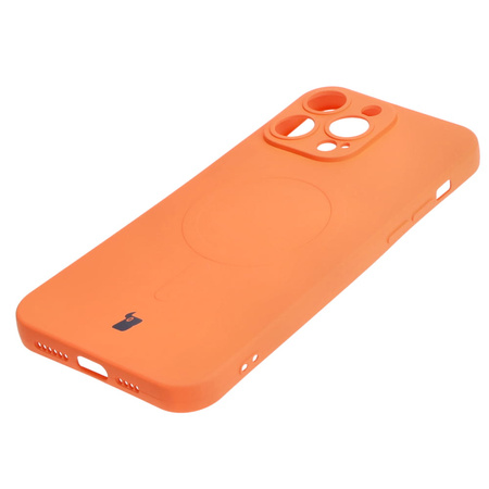 Etui silikonowe z pierścieniem magnetycznym Bizon Case Silicone Magnetic do iPhone 14 Pro Max, marchewkowe