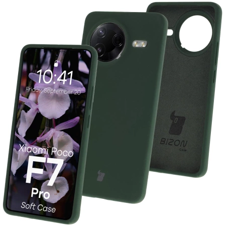 Silikonowe etui Bizon Soft Case do Xiaomi POCO F7 Pro, ciemnozielone