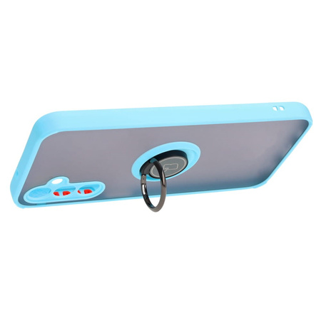 Etui z uchwytem na palec Bizon Case Hybrid Ring do Galaxy M14 5G, przydymione z jasnoniebieską ramką