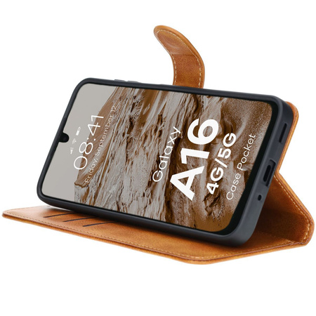 Etui z klapką Bizon Case Pocket do Galaxy A16 4G/5G, brązowe