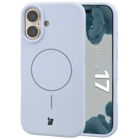 Silikonowe etui z pierścieniem magnetycznym Bizon Soft Case Magnetic do iPhone 17, błękitne