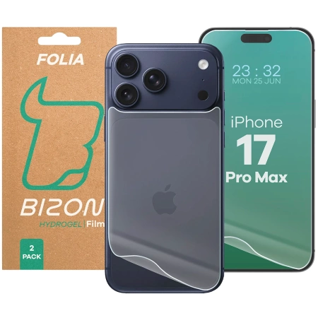 Folia hydrożelowa na tył i przód Bizon Glass Hydrogel Pack do iPhone 17 Pro Max