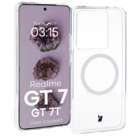 Etui z pierścieniem magnetycznym Bizon Case CrystalO do Realme GT 7 / 7T, przezroczyste