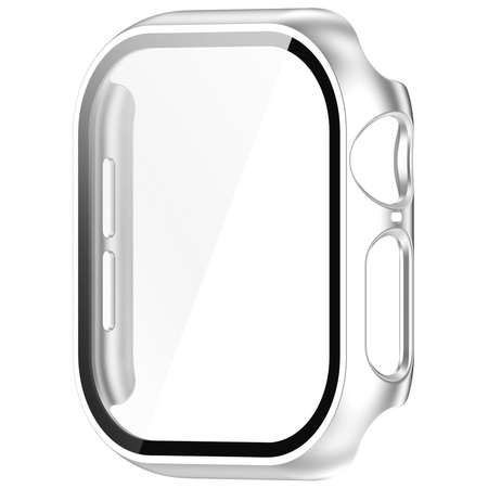 Etui ze szkłem do zegarka Bizon Case+Glass Watch do Apple Watch 11 / 10 (46mm), srebrne