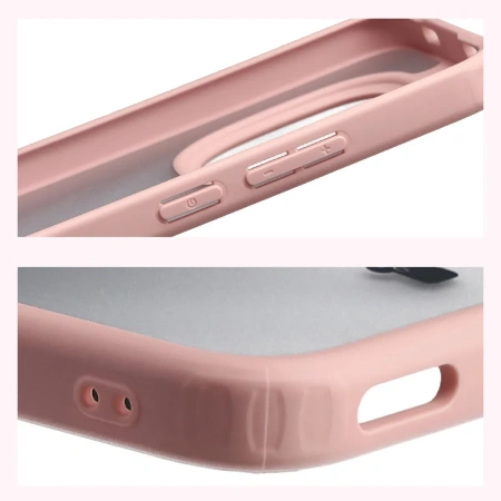 Etui Bizon Case Angelo do Xiaomi Redmi Note 15 Pro 5G, półprzezroczyste z jasnoróżową ramką