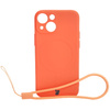 Etui Bizon Case Silicone Magnetic Sq do iPhone 13 Mini, marchewkowe
