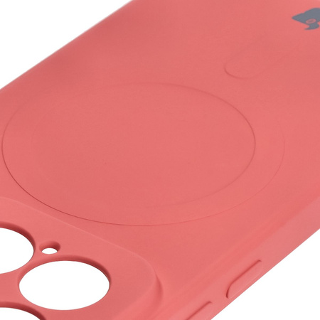 Silikonowe etui z pierścieniem magnetycznym Bizon Case Silicone Magnetic Sq do Xiaomi 15, brudnoróżowe
