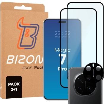 2x Szkło + szybka na aparat Bizon Edge 3D Pack do Honor Magic7 Pro
