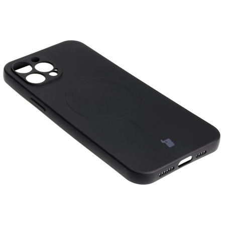 Etui silikonowe z pierścieniem magnetycznym Bizon Case Silicone Magnetic do iPhone 12 Pro Max, czarne