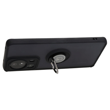 Etui z uchwytem na palec Bizon Case Hybrid Ring do Xiaomi 13 Lite, przydymione z czarną ramką