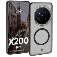 Etui z pierścieniem magnetycznym Bizon Case MatteO do Vivo X200 Pro, przydymione-czarne
