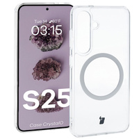 Etui z pierścieniem magnetycznym Bizon Case CrystalO do Galaxy S25, przezroczyste