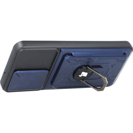 Etui Bizon Case Camshield Card Slot Ring do Galaxy A13 4G, granatowe