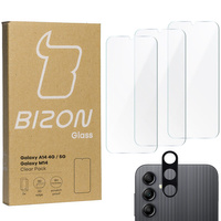 3x Szkło hartowane + szybka na aparat Bizon Glass Clear 2 Pack do Galaxy A14 4G/5G, M14