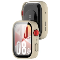 Etui ze szkłem do zegarka Bizon Case Watch Adamo do Huawei Watch Fit 4, beżowe