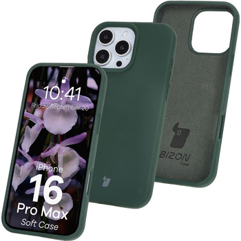 Silikonowe etui Bizon Soft Case do iPhone 16 Pro Max, ciemnozielone