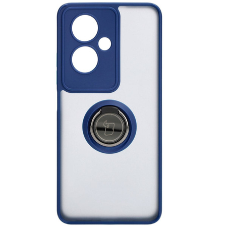 Etui z uchwytem na palec Bizon Case Hybrid Ring do Oppo A79 5G, przydymione z granatową ramką