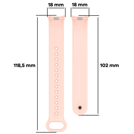 Silikonowy pasek Bizon Strap Watch Dots do Xiaomi Smart Band 10 / 9 / 9 NFC / 8, jasnoróżowy