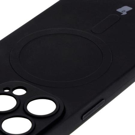 Etui silikonowe z pierścieniem magnetycznym Bizon Case Silicone Magnetic do iPhone 14 Pro, czarne
