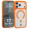 Etui z pierścieniem magnetycznym + szkło hartowane Bizon MatteO Pack do iPhone 17 Pro Max, przydymione-pomarańczowe
