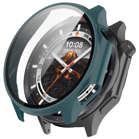 Etui ze szkłem do zegarka Bizon Case Watch Adamo do OnePlus Watch 3 / Oppo Watch X2, zielone