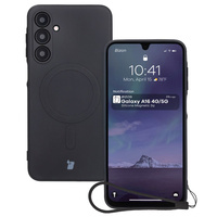 Silikonowe etui z pierścieniem magnetycznym Bizon Case Silicone Magnetic Sq do Galaxy A16 4G / 5G, czarne