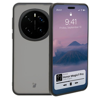 Etui Bizon Case Angelo do Honor Magic7 Pro, półprzezroczyste z czarną ramką