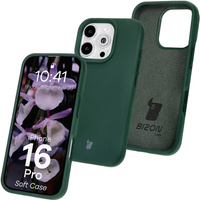 Silikonowe etui Bizon Soft Case do iPhone 16 Pro, ciemnozielone
