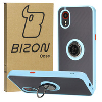 Etui z uchwytem na palec Bizon Case Hybrid Ring do Galaxy Xcover7, przydymione z jasnoniebieską ramką