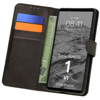 Etui z klapką Bizon Case Pocket do Sony Xperia 1 VI, czarne