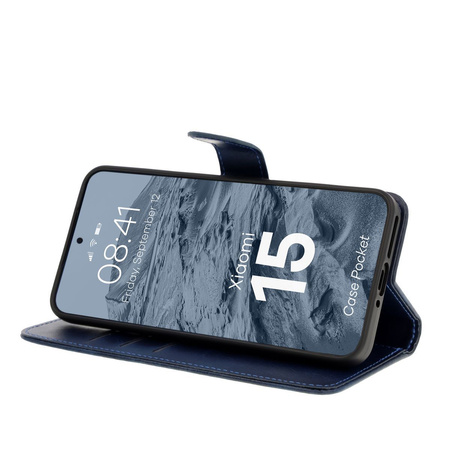 Etui z klapką Bizon Case Pocket do Xiaomi 15, granatowe