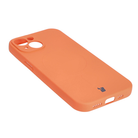 Etui silikonowe z pierścieniem magnetycznym Bizon Case Silicone Magnetic do iPhone 15, marchewkowe