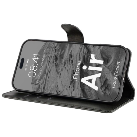 Etui z klapką Bizon Case Pocket do iPhone Air, czarne