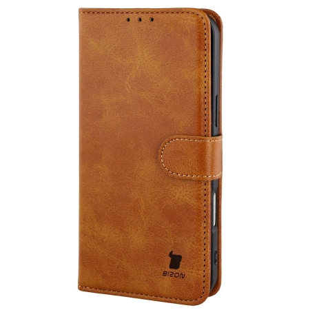 Etui z klapką Bizon Case Pocket do iPhone 17 Pro Max, brązowe