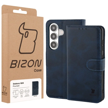 Etui z klapką Bizon Case Pocket do Galaxy S26, granatowe