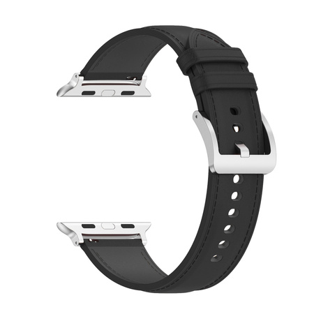 Skórzany pasek Bizon Strap Watch Casual do Apple Watch 44/45/46/49mm, czarny