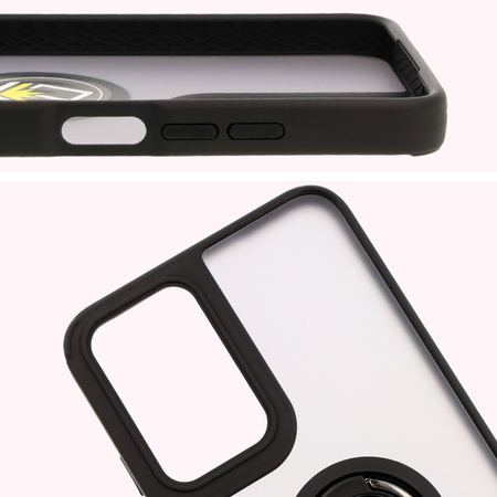 Etui z uchwytem na palec Bizon Case Hybrid Ring do Motorola Moto G35 5G, przydymione z czarną ramką