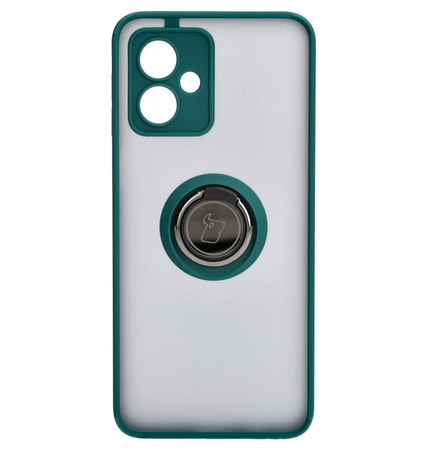 Etui z uchwytem na palec Bizon Case Hybrid Ring do Motorola Moto G54 5G/G54 Power, przydymione z ciemnozieloną ramką