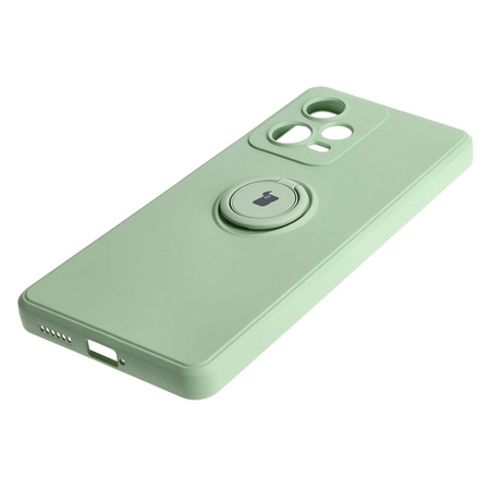 Etui Bizon Case Silicone Ring Sq do Xiaomi Redmi Note 12 Pro Plus 5G, jasnozielone