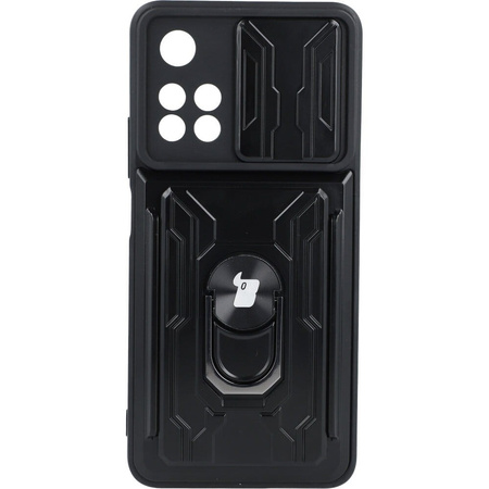 Etui Bizon Case Camshield Card Slot Ring do Xiaomi Redmi Note 11 Pro+ 5G, czarne