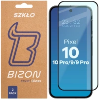 Szkło hartowane Bizon Glass Edge Duo do Google Pixel 10 / 10 Pro / 9 / 9 Pro, czarna ramka, 2 sztuki