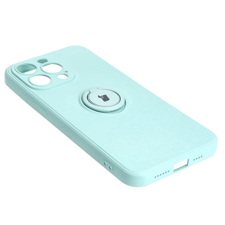 Etui Bizon Case Silicone Ring Sq do Apple iPhone 15 Pro Max, turkusowe